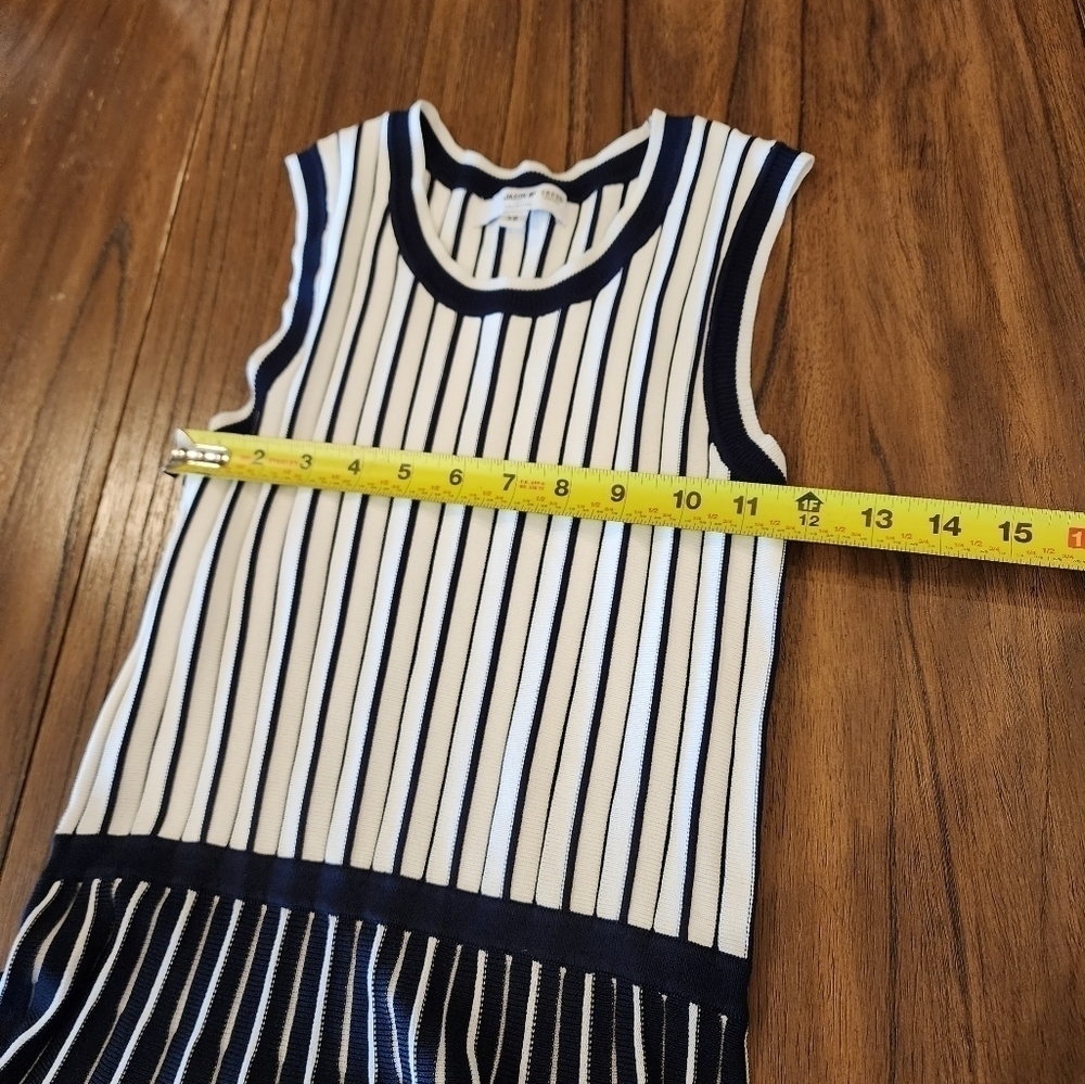 Jason Wu Sleeveless Blue White Stripe pleated knit Swing Mini dress XS - Picture 5 of 13